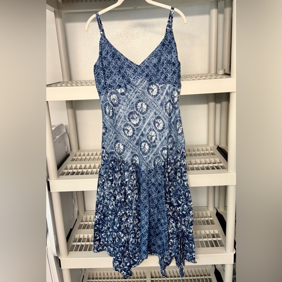 NWT Lauren Ralph Lauren Blue Patchwork-Print Linen Sleeveless Dress‎ Size 14 - Picture 2 of 13